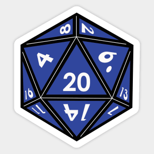 (Pocket) Blue D20 dice (White Outline) Sticker